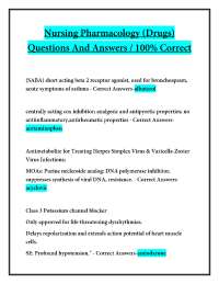 Nursing Pharmacology (Drugs) Questions And Answers / 100% Correct