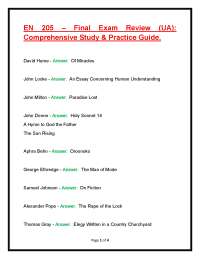 EN 205 – Final Exam Review (UA): Comprehensive Study & Practice Guide.