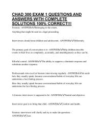 CHAD 300 EXAM 1 QUESTIONS AND ANSWERS WITH COMPLETE SOLUTIONS 100% CORRECT!!!
