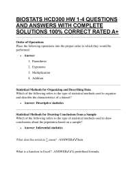 BIOSTATS HCD300 HW 1-4 QUESTIONS AND ANSWERS WITH COMPLETE SOLUTIONS 100% CORRECT RATED A