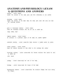 Anatomy and Physiology 1 (Exam 1) Questions and Answers 2026 | Complete Study Guide | Univ
