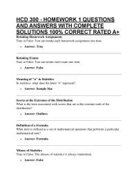 HCD 300 - HOMEWORK 1 QUESTIONS AND ANSWERS WITH COMPLETE SOLUTIONS 100% CORRECT RATED A+