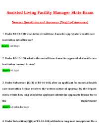 Assisted Living Facility Manager State Exam (2026/2027) | Health Care Admin | State Licens