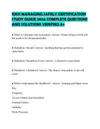 IOSH MANAGING SAFELY CERTIFICATION STUDY GUIDE 2026 COMPLETE QUESTIONS AND SOLUTIONS VERIF
