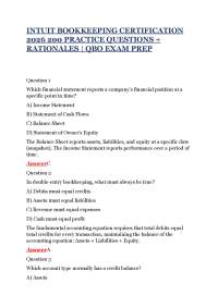 INTUIT BOOKKEEPING CERTIFICATION 2026 200 PRACTICE QUESTIONS + RATIONALES | QBO EXAM PREP