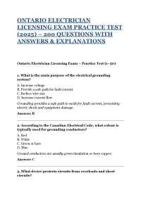 ONTARIO ELECTRICIAN LICENSING EXAM PRACTICE TEST (2025) – 200 QUESTIONS WITH ANSWERS
