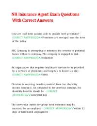NH Insurance Agent Exam Questions With Correct Answers