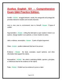 Acellus English 101 – Comprehensive Exam Q&A Practice Edition.
