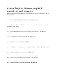 Abeka English Literature quiz 21 questions and answers