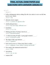 FINAL ACTUAL EXAM PAPER 2026 QUESTIONS WITH ANSWERS GRADED A+