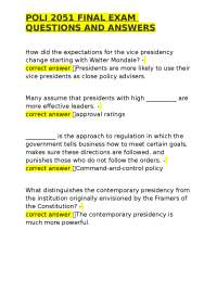 POLI 2051 FINAL EXAM QUESTIONS AND ANSWERS