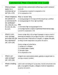 Commercial Pilot Checkride Oral Guide