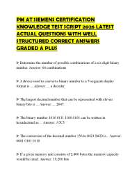 PM AT SIEMENS CERTIFICATION KNOWLEDGE TEST SCRIPT 2026 LATEST ACTUAL QUESTIONS WITH WELL S