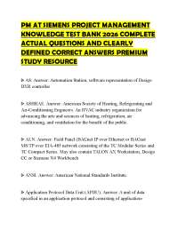 PM AT SIEMENS PROJECT MANAGEMENT KNOWLEDGE TEST BANK 2026 COMPLETE ACTUAL QUESTIONS AND CL