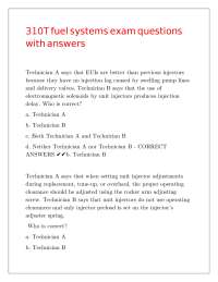 310T fuel systems exam questions with answers