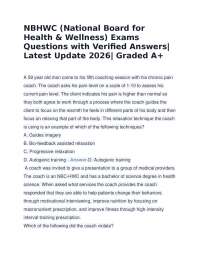 NBHWC (National Board for Health & Wellness) Exams Questions with Verified Answers| Latest