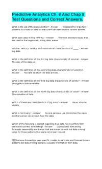 Predictive Analytics Ch. 8 And Chap 9 Test Questions and Correct Answers.