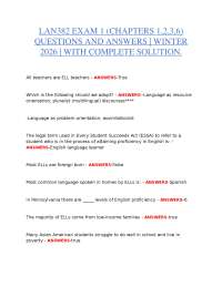 LAN382 EXAM 1 (CHAPTERS 1, 2, 3, 6) – QUESTIONS AND ANSWERS | WINTER 2026 | COMPLETE SOLUT