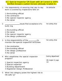 ICC Special Inspector GR Exam with all Correct & 100% Verified Answers |Latest Version |Al