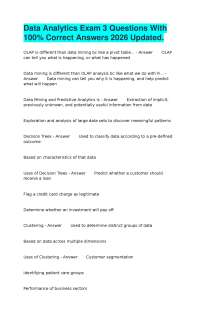 Data Analytics Exam 3 Questions With 100% Correct Answers 2026 Updated.