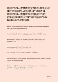 CERTIFIED LACTATION COUNSELOR REAL EXAM TEST QUESTIONS A COMBINED CERTIFIED VERSION