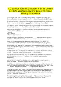 ICC Service Technician Exam with all Correct & 100% Verified Answers |Latest Version |Alre