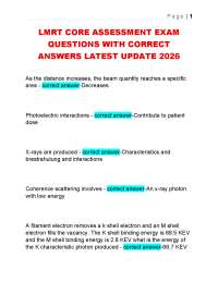 LMRT CORE ASSESSMENT EXAM QUESTIONS WITH CORRECT ANSWERS LATEST UPDATE 2026