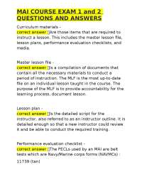 MAI COURSE EXAM 1 and 2 QUESTIONS AND ANSWERS