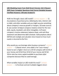 LBO Modeling Exam Questions and Answers PDF | 2025 Practice Test
