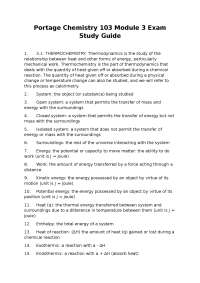 Portage Chemistry 103 Module 3 Exam Study Guide
