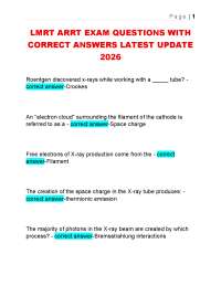 LMRT ARRT EXAM QUESTIONS WITH CORRECT ANSWERS LATEST UPDATE 2026