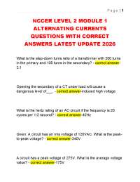 NCCER LEVEL 2 MODULE 1 ALTERNATING CURRENTS QUESTIONS WITH CORRECT ANSWERS LATEST
