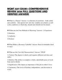 MGMT 3277 EXAM 1 COMPREHENSIVE REVIEW 2026 FULL QUESTIONS AND VERIFIED ANSWERS