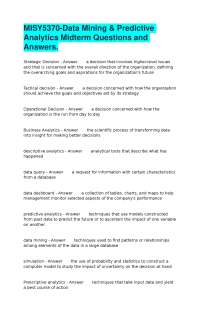 MISY5370-Data Mining & Predictive Analytics Midterm Questions and Answers.