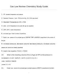 Gas Law Review Chemistry Study Guide
