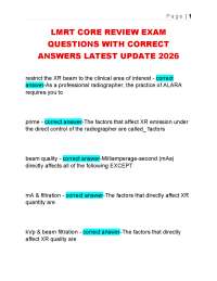 LMRT CORE REVIEW EXAM QUESTIONS WITH CORRECT ANSWERS LATEST UPDATE 2026