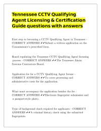 Tennessee CCTV Qualifying Agent Licensing & Certification Guide questions with answers