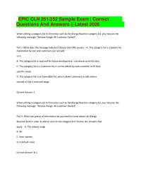 EPIC CLN 251/252 Sample Exam | Correct Questions And Answers || Latest 2026