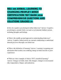 NEU 338 ANIMAL LEARNING TO CHANGING PEOPLE’S MINDS CERTIFICATION TEST BANK 2026 COMPREHENS