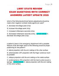 LMRT STATE REVIEW EXAM QUESTIONS WITH CORRECT ANSWERS LATEST UPDATE 2026