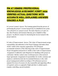 PM AT SIEMENS PROFESSIONAL KNOWLEDGE ASSESSMENT SCRIPT 2026 VERIFIED ACTUAL QUESTIONS WITH