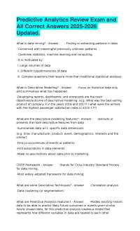 Predictive Analytics Review Exam and All Correct Answers 2025-2026 Updated.
