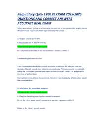 Respiratory Quiz- EVOLVE EXAM 2025-2026 QUESTIONS AND CORRECT ANSWERS ACCURATE REAL EXAM