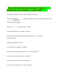 Epic CLN 251/252 Exam Review | Correct Questions And Answers || Latest 2026