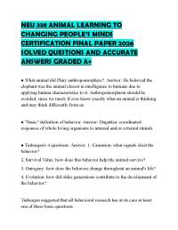 NEU 338 ANIMAL LEARNING TO CHANGING PEOPLE’S MINDS CERTIFICATION FINAL PAPER 2026 SOLVED Q