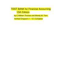 Test Bank Financial Accounting 13th Edition by Thomas & Tietz Chapters 1–12