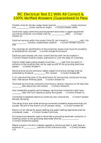 IRC Electrical Test E1 With All Correct & 100% Verified Answers |Guaranteed to Pass