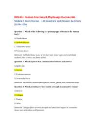 BIOL252: Human Anatomy & Physiology II w/Lab 2025 Module 4 Exam Review|110 Questions & Ans