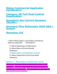 Maine Commercial Applicator Exam 2026 – Turf Pest Control Questions & Answers A+