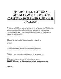 Maternity HESI Test Bank Actual Exam Questions & Correct Answers with Rationales Graded A+